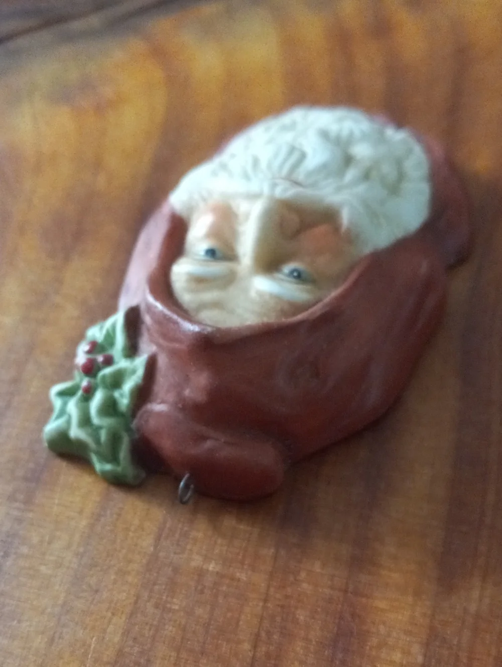 Vintage 1987 Enesco Santa Claus Face Ceramic Christmas Ornament